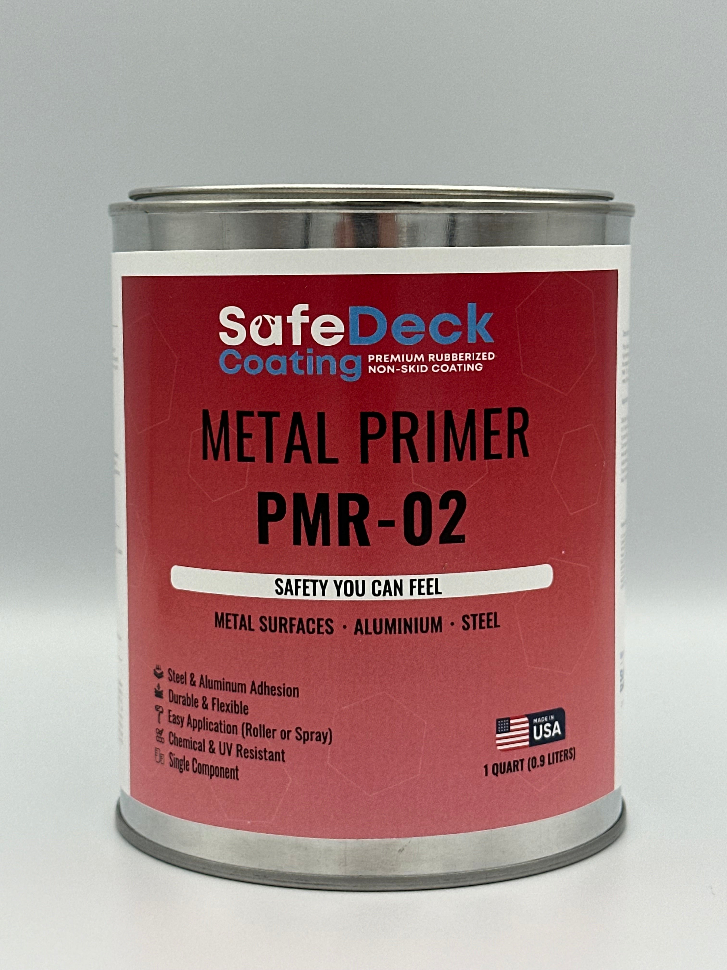 Can of SafeDeck Metal Primer on a white background